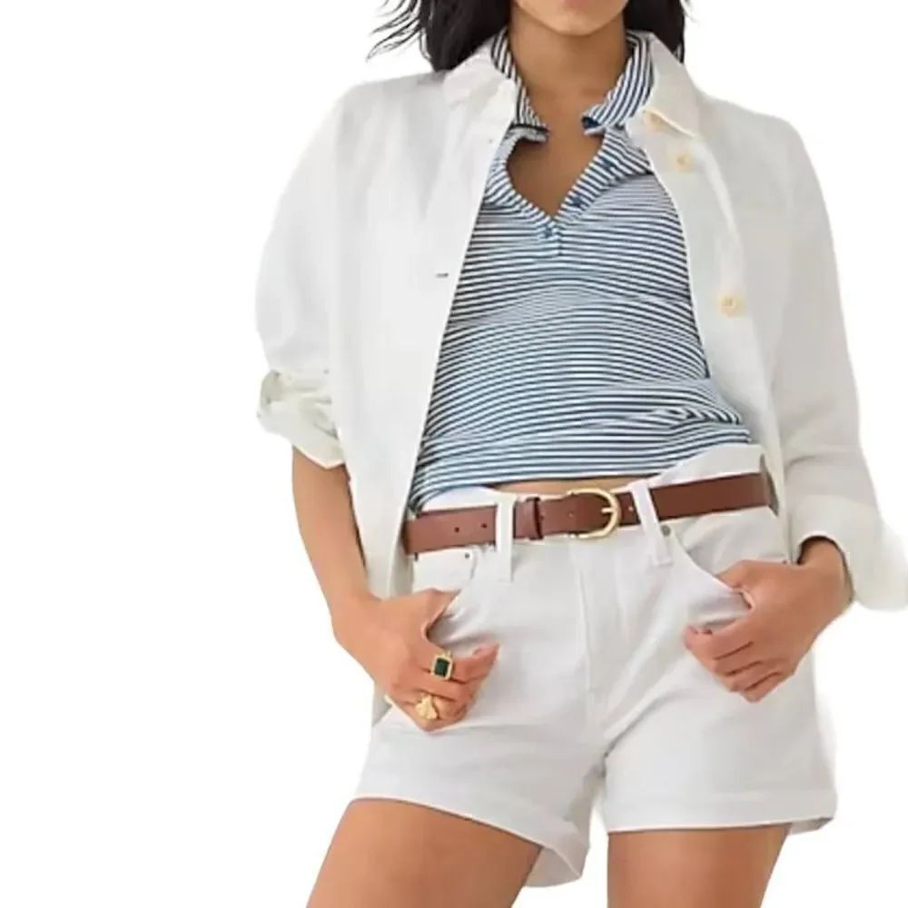 New J.Crew Washed White Denim Short Size 30
